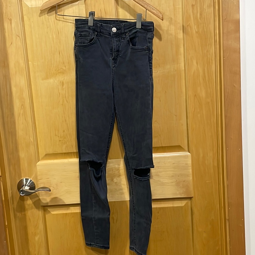 Topshop Moto black destroyed jeans skinny W36 L30